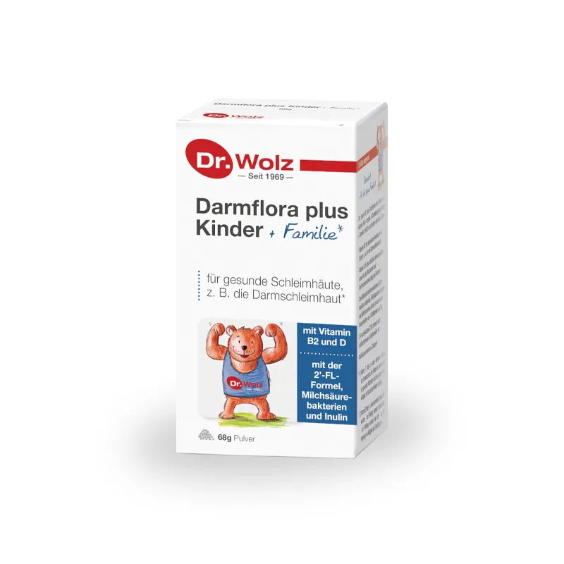 Darmflora plus Kinder + Familie® Dr. Wolz, prehransko dopolnilo – 68 g praška